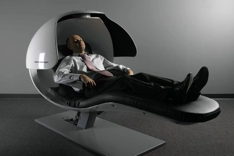 business man in nap pod